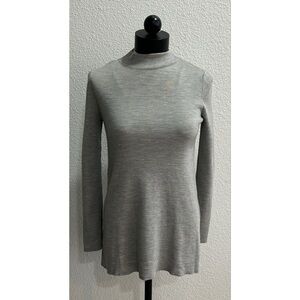 COS Women’s Mock Turtle Neck Top Sweater Light Gray Size XS Long Sleeve Wool